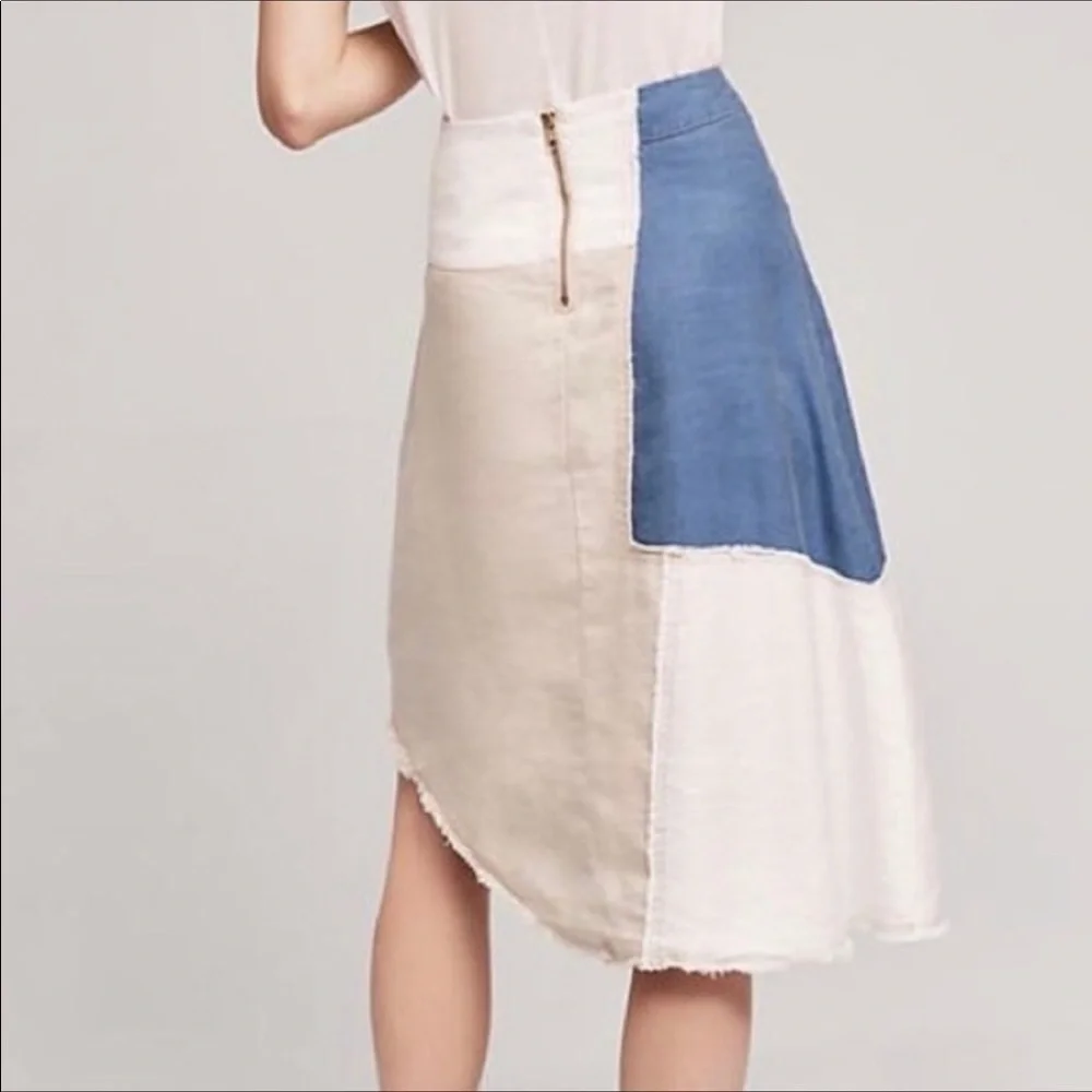 Anthropologie Holding Horses Patchwork Raw Hem Skirt